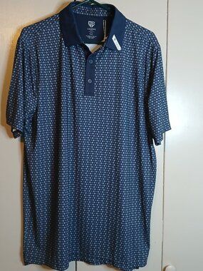 Graham Luxe Performance Men's Large Blue Golf Polo Shirt (0830E23)